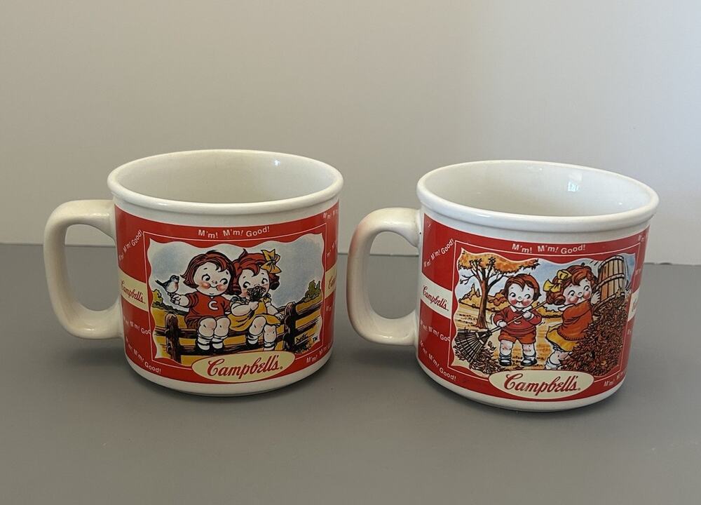 2 Campbell's Soup Mugs Cups Summer/Spring 1998 and Fall/Winter 2000 Design